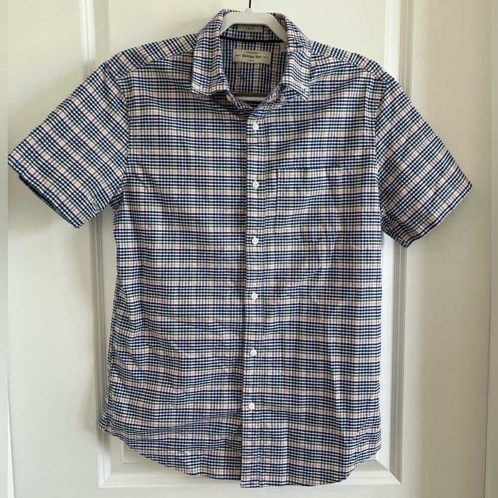 Hawker Rye Plaid Button Down Short Sleeve Slim M
